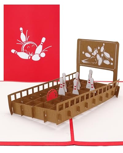 Pop Up Karte „Kegeln - Kegelbahn“ 3D Glückwunschkarte & Geburtstagskarte als Geschenk, Einladung und Einladungskarte Kegelclub & Kegelabend