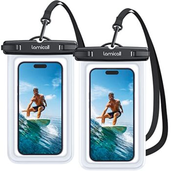 Lamicall wasserdichte Handyhülle, Unterwasser Handytasche - [2 Stück] IPX8 Wasserfeste Hülle für Schwimmen, Waterproof Phone Case für iPhone 16 15 14 13 12 Pro Max, Samsung, Smartphone bis zu 7 Zoll