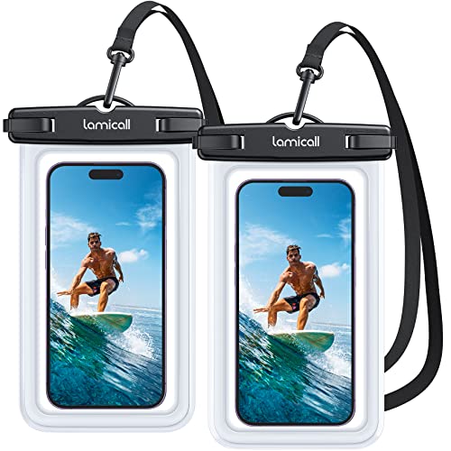 Lamicall wasserdichte Handyhülle, Unterwasser Handytasche - [2 Stück] IPX8 Wasserfeste Hülle für Schwimmen, Waterproof Phone Case für iPhone 17 16 15 14 13 Pro Max, Samsung, Smartphone bis zu 7 Zoll