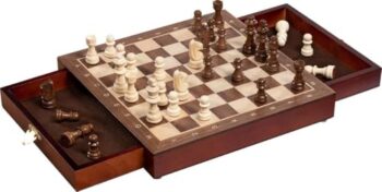 Goki 56919 Magnetisches Schachspiel mit Schubladen, Braun
