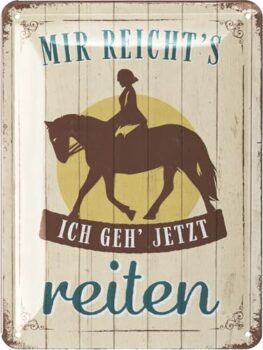 LANOLU Retro Blechschild - Pferde Schild - Geschenke für Pferdeliebhaber und Reiter - Boxenschilder mit Spruch - Poster Pferde Deko - Bauernhof Dekoration und Farm Dekor - Metallschild 15x20cm