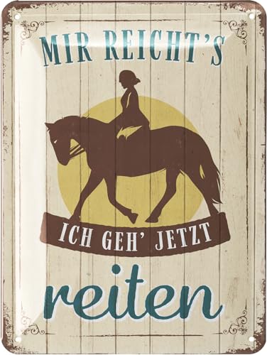 LANOLU Retro Blechschild - Pferde Schild - Geschenke fĂŒr Pferdeliebhaber und Reiter - Boxenschilder mit Spruch - Poster Pferde Deko - Bauernhof Dekoration und Farm Dekor - Metallschild 15x20cm