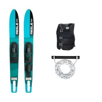 Mesle Wasser-Ski Set XPlore 157 cm mit Weste Sportsman + Leine Set, Anfänger und Fortgeschrittene Combo-Ski Ausrüstung für Jugendliche und Erwachsene