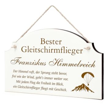 Dekolando Lustiges Gleitschirm Schild - Geschenk für Gleitschirmfans, Gleitschirmspringer oder Trainer - Geschenke Gleitschirmfan Gleitschirmtrainer