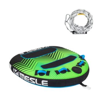 Mesle Funtube Vapor mit Leine, 2 Personen, Wasserreifen für Kinder & Erwachsene, Towable Tube aufblasbar Wassersport, Schleppring für Boot & Jetski, Schleppreifen zum Ziehen