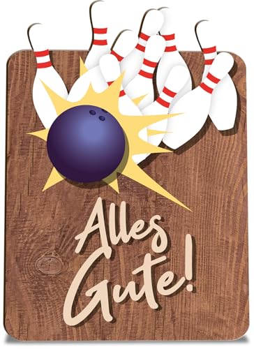 Kegeln Geschenk Bowling Holzkarte - Geburtstagskarte mit Umschlag - Kegeln, Bowling & Kegeln, Bowling Mitgebsel, Bowlingkugel