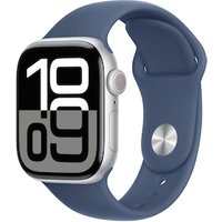 Apple Watch Series 10 GPS 42mm Aluminium Silber Sportarmband Denim - S/M