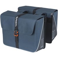 Basil Doppeltasche Forte Double Bag, 35 Liter, blau/schwarz, wasserabweisend, reflektierend, Klickverschluss, ideal für Gepäckträger, robuste Verarbeitung