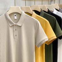 Men's Clothing 2024 New Pit Stripe Mercerized Knitted Polo Shirt Short Sleeved Summer Tops Lapel Men's T Shirt