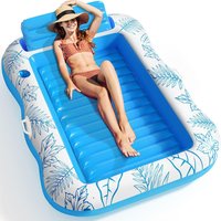 Premium Inflatable Lounge Bed - Thickened PVC With Backrest & Cup Holders (Double Sunbathing Floating Mat For Pool/Beach 200cm UV Resistant)​​