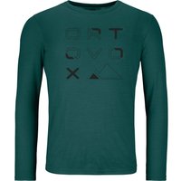 ORTOVOX - 185 Merino Brand Outline Longsleeve Herren dark pacific