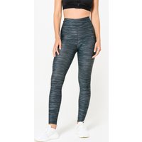 Leggings Damen hoher Taillenbund - graumeliert/Leopardenprint