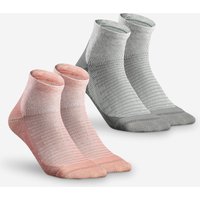 Wandersocken Damen/Herren halbhoch Doppelpack - Hike 100 rosa