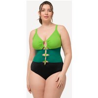 Damen Badeanzug Colorblocking Softcups Aussparungen recycelt