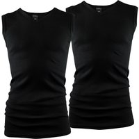 Unterhemd Herren 2er Set | Business V-Ausschnitt Tanktop | Feinripp | Schwarz