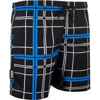GUGGEN MOUNTAIN 2360 Herren Badehose kariert Streifen Blau Weiß Schwarz