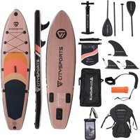 Stand-Up-Paddleboard. Aufblasbares Paddleboard-Set. Holzfarbe