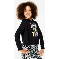 Tanz-Sweatshirt Mädchen Modern Jazz Dance Crop Top mit Kapuze - schwarz