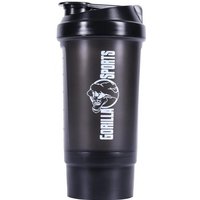 Gorilla Sports Protein Shaker 500 ml mit Pulverfach schwarz und rot