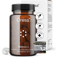 Oresa Omega 3 – Premium Fischöl | 330 mg EPA + 220 mg DHA | Vitamin E | geschmacks - geruchsneutral