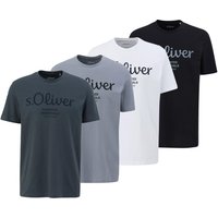 T-Shirt Herren 4er Pack Bequem sitzend-Logo T-Shirt