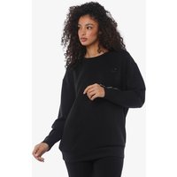 schwarzes Damen-Sweatshirt aus synthetischem Material für Fitness